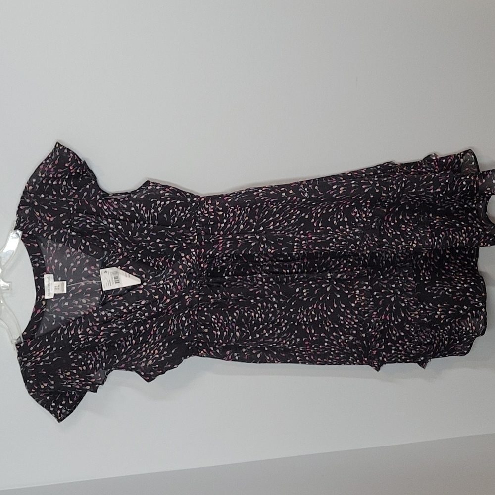 Motherhood Maternity Dress Size Small Black Pink floral print Ruffles